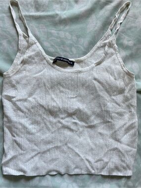 Brandy Melville Cream Ribbed Cropped Tank